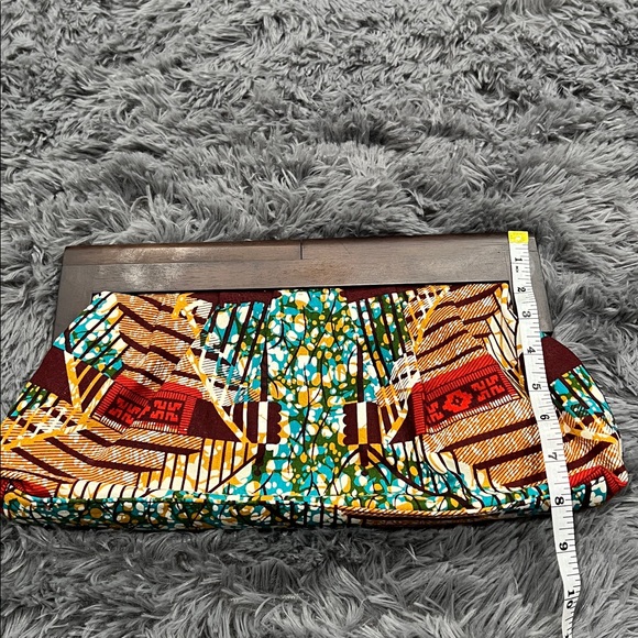 ALDO African Print Wood Frame Clutch Ankara Pattern Statement Bag - Picture 9 of 9